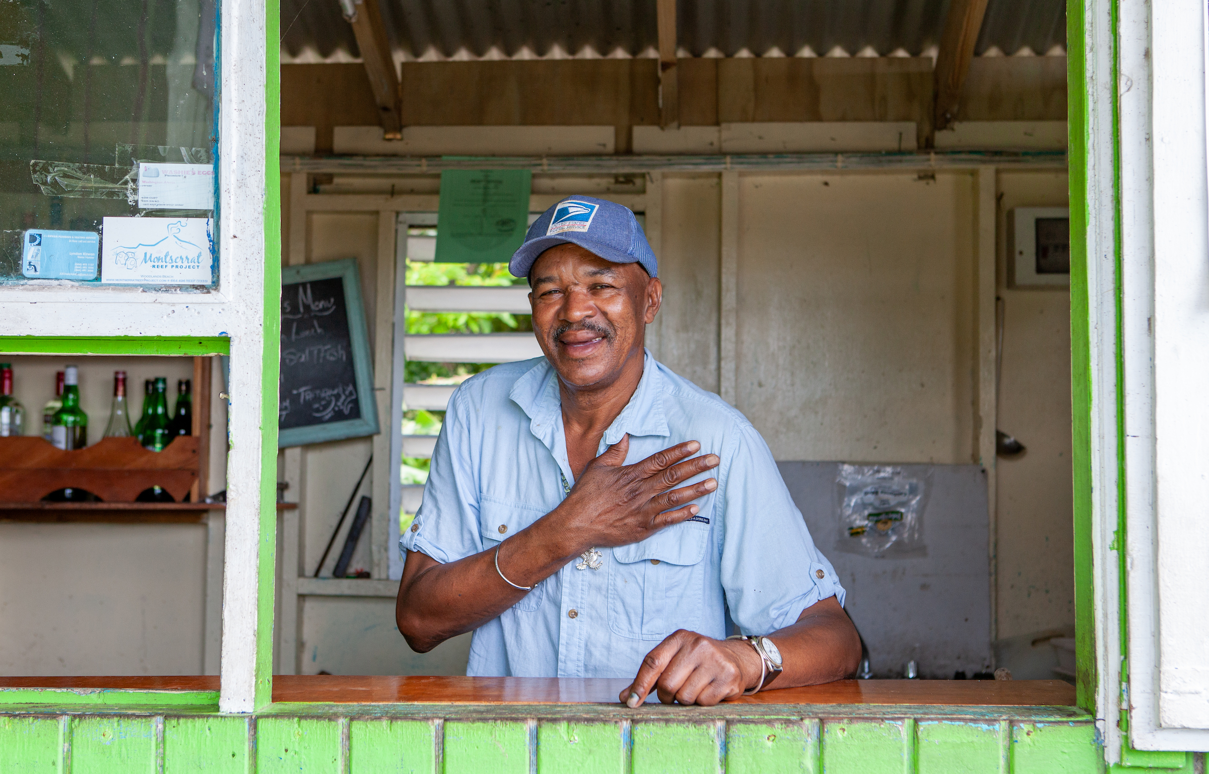 John Fergus used to cook mountain chickens as a chef for a hotel on Montserrat. He’s now known for his goat water, a hearty stew. Changes like this will be necessary for the long-term recovery of the mountain chicken. Photograph by Geoffrey Giller