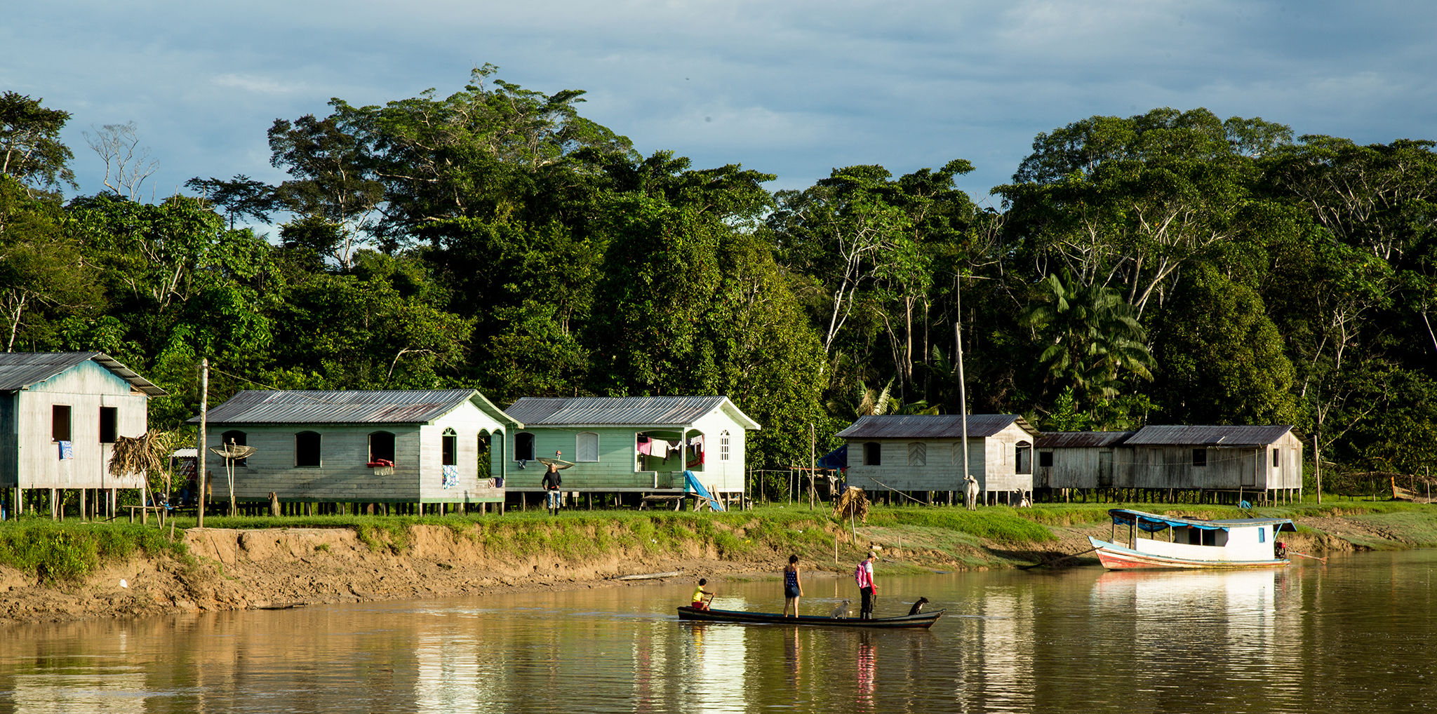Villagers cross the river to attend school on the opposite banks of the Rio Liberdade.