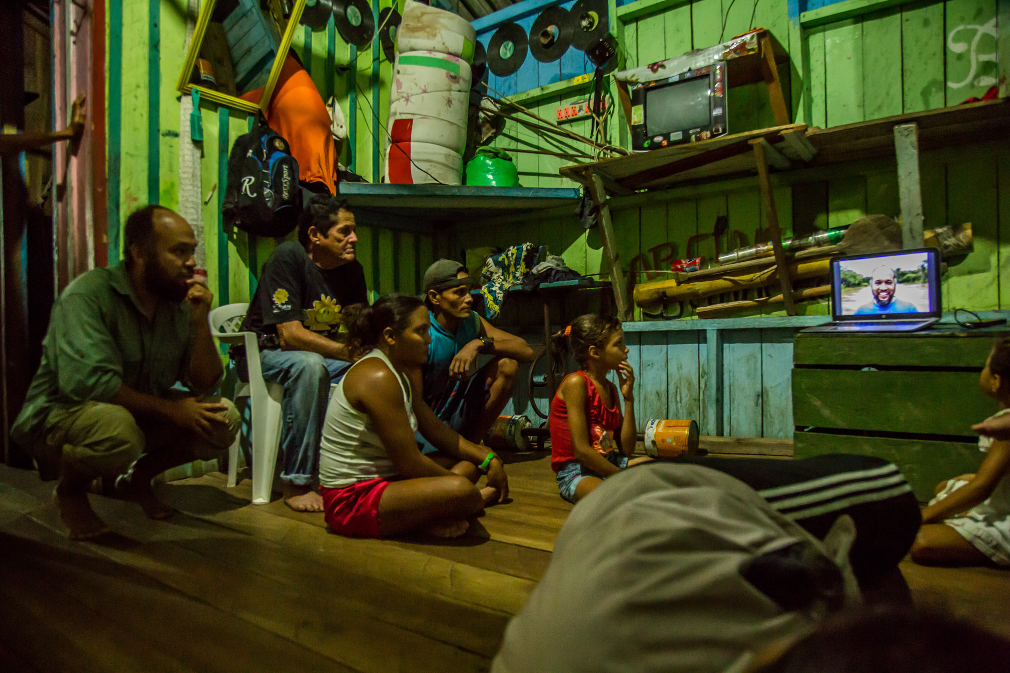 In each community, the scientists show a video with photos and drone footage from the ongoing expedition to help educate locals about their work in the surrounding forest.