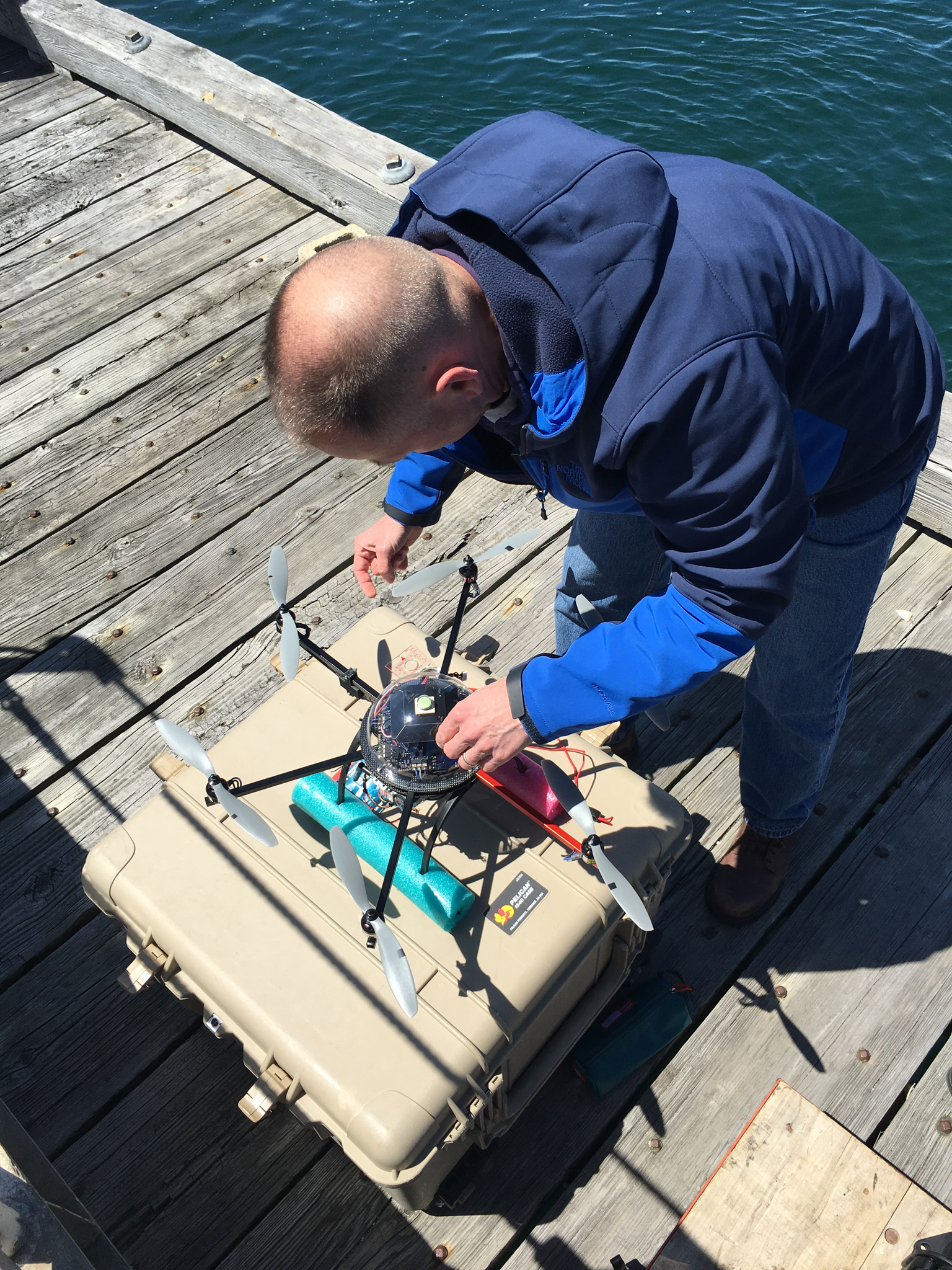 Mike Jech prepares the NOAA drone (Ginger) for launch, Woods Hole, Massachusetts. Photo by Nicola Twilley