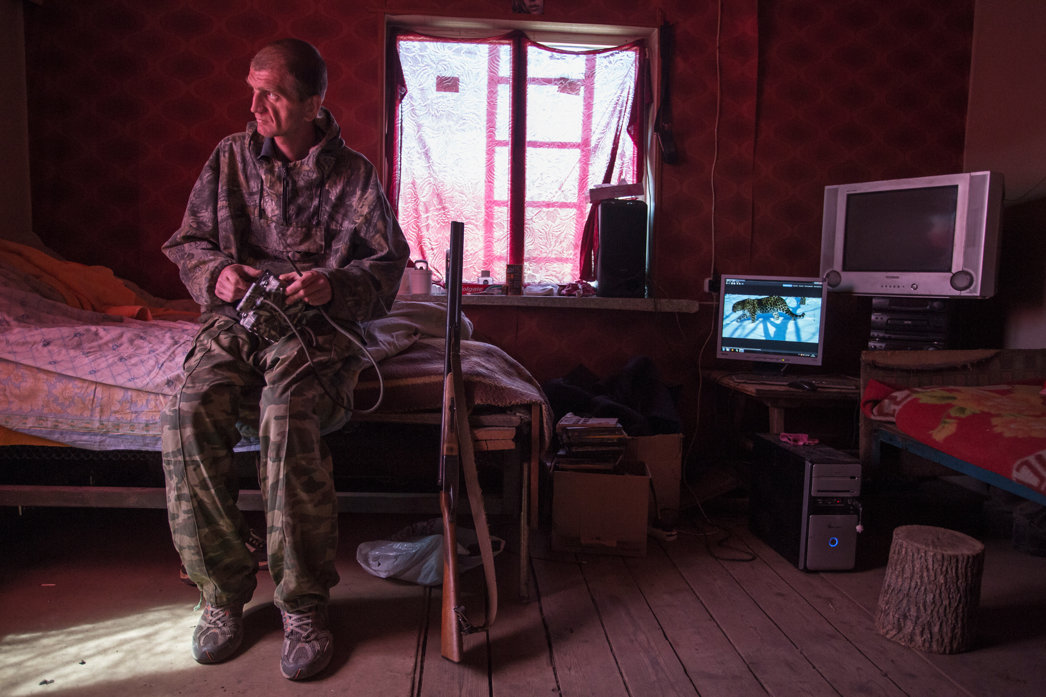 Alexander Lozovoy is a deer farmer just outside the boundary of the national park. Using camera traps, he documents—but doesn’t harm—the Amur leopards that visit his farm, which kill an average of five deer each month. In exchange, a local non-profit called the Phoenix Fund pays him $500 per month, providing ample incentive for him to let the leopards live. Despite their impact of his farm, Lozovoy says, “This is their territory, not ours.”