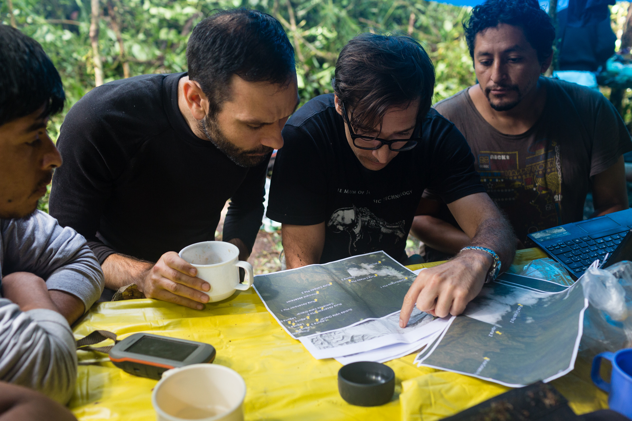 At Camp 2, José Padial discusses the route forward with his team. Photo by Andy Isaacson