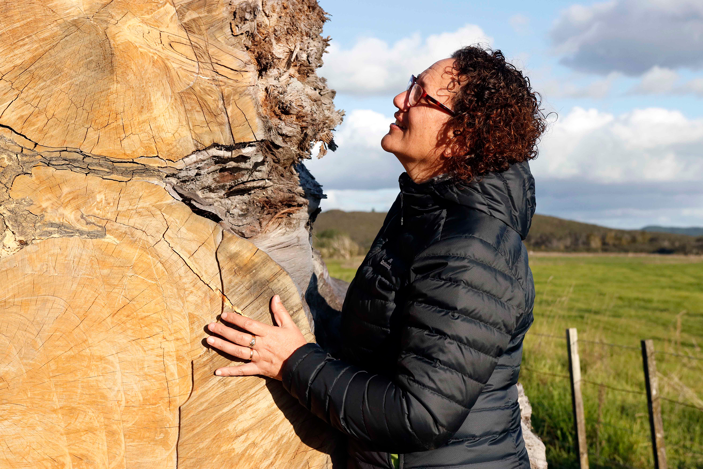 Donna Tukariri sees herself as a kaitiaki, or guardian, of the ancient kauri log. Eventually, it will likely be divided up and shared among the wider Ngāpuhi tribe, to be used for cultural purposes like carving. Photograph by Kate Evans.
