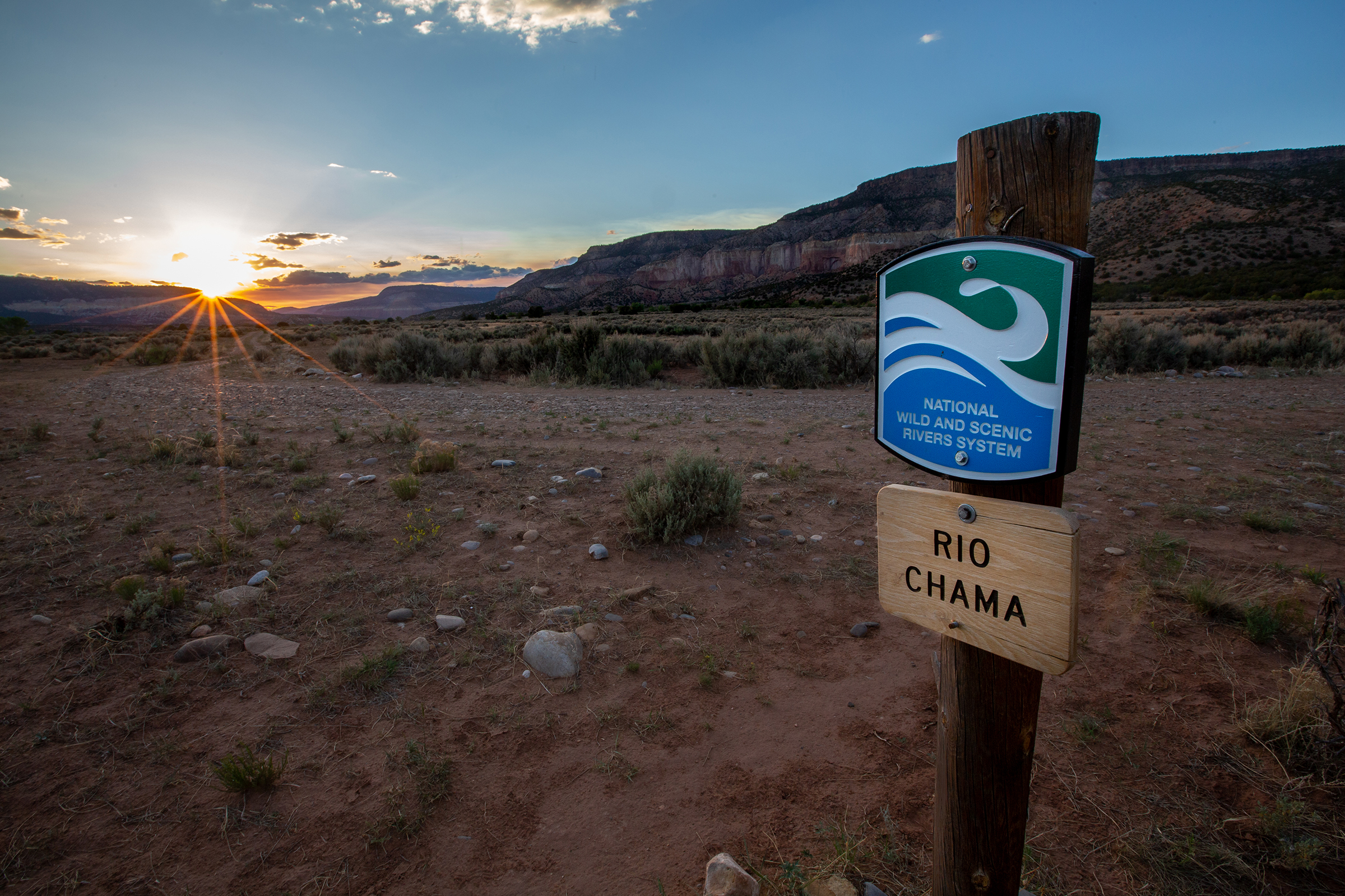 Sign designating the National Wild and Scenic section of the Rio Chama.