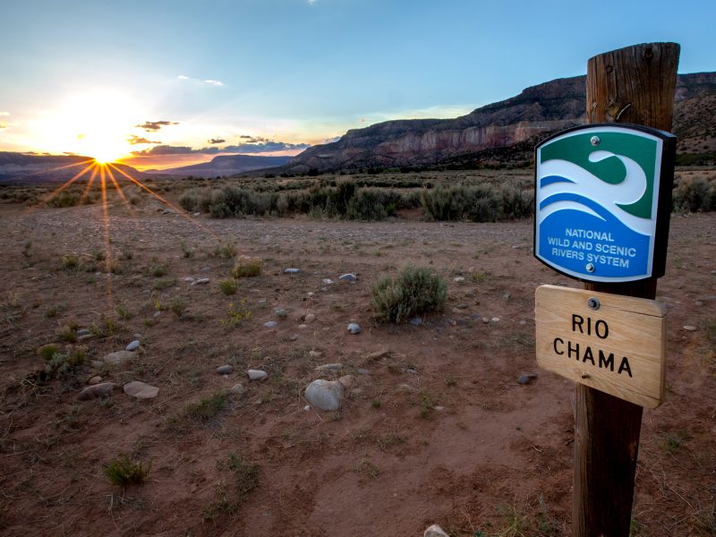 Sign designating the National Wild and Scenic section of the Rio Chama.
