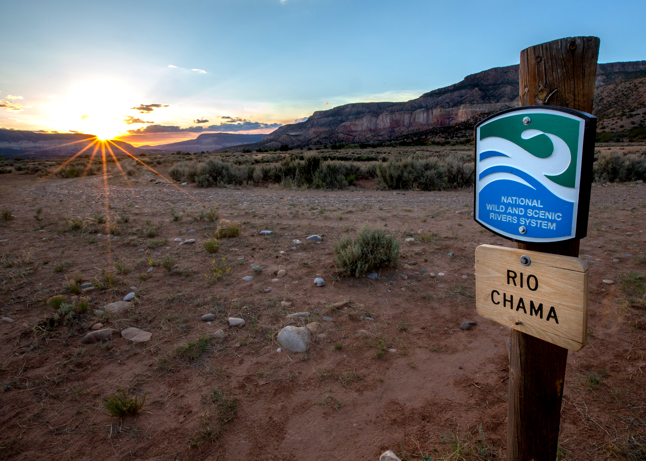 Sign designating the National Wild and Scenic section of the Rio Chama.