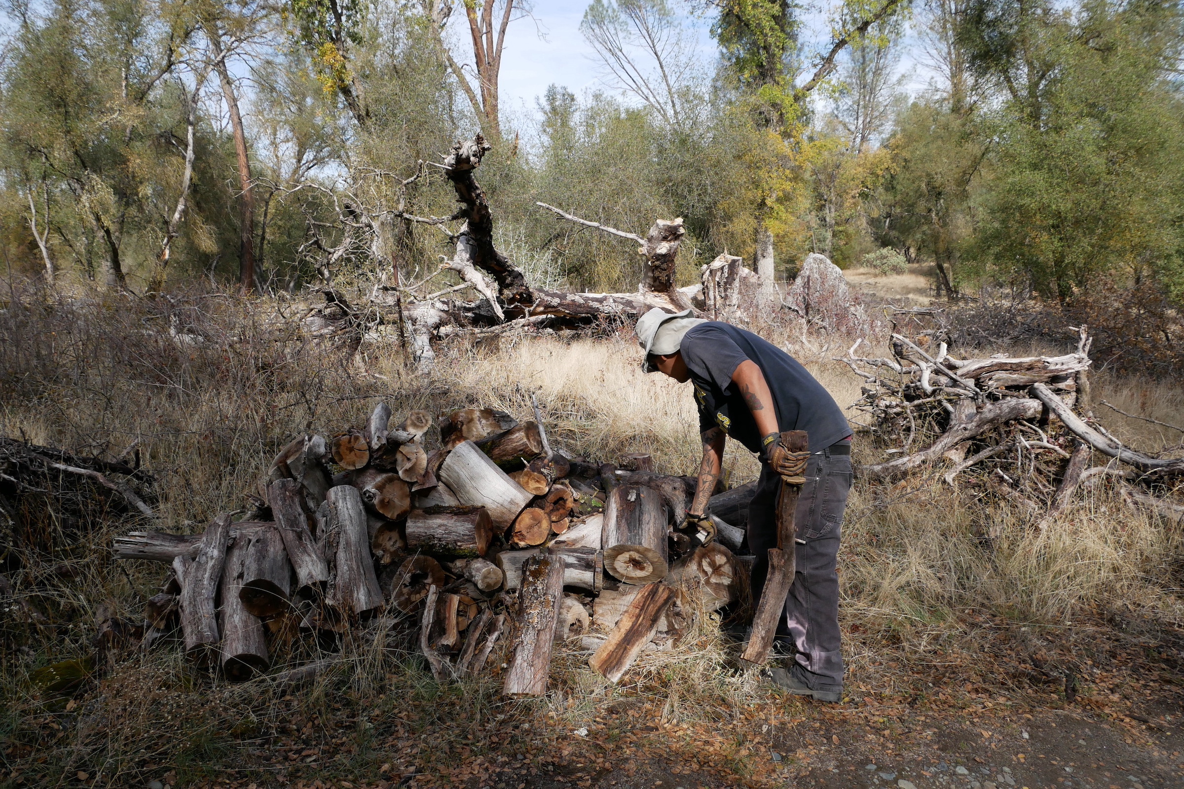 Fire stewardship involves both removing and burning excess debris, brush, and vegetation, as well as the strategic clearing of larger trees such as the thirsty conifer and the ponderosa pine. Photograph by Ashley Braun