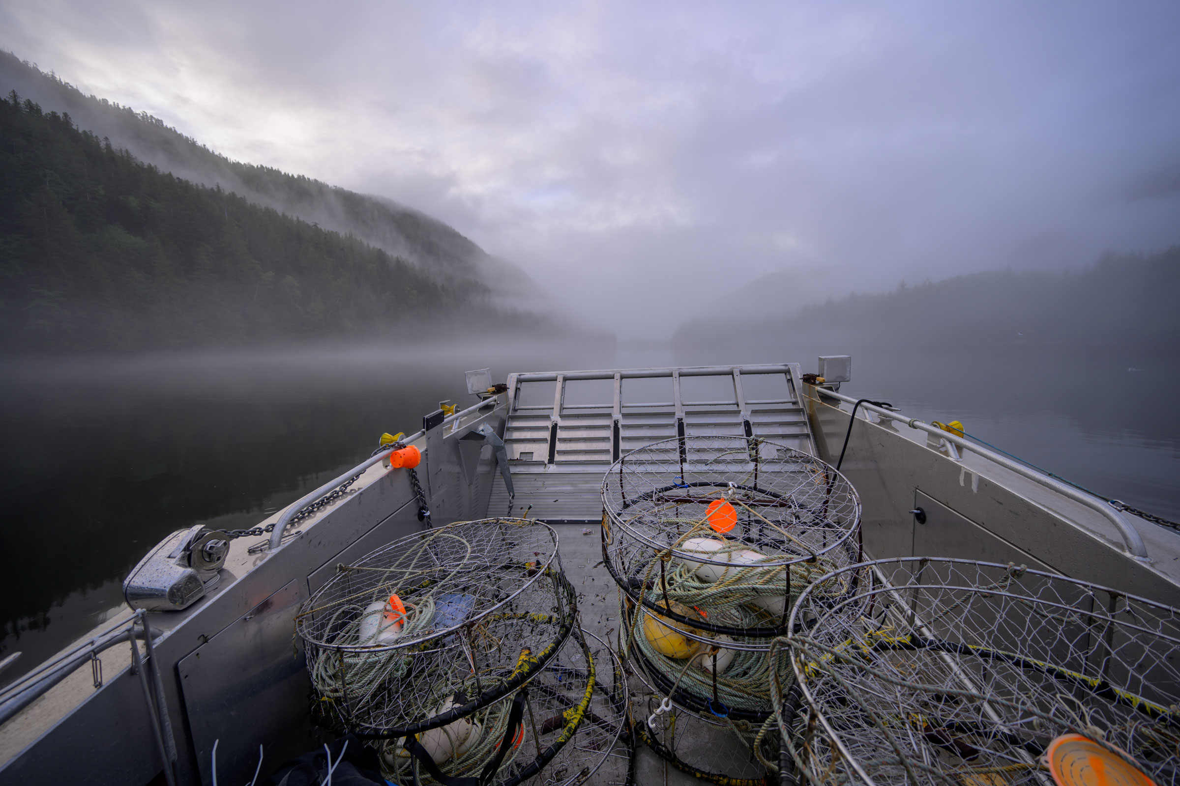 Crab traps on a boat