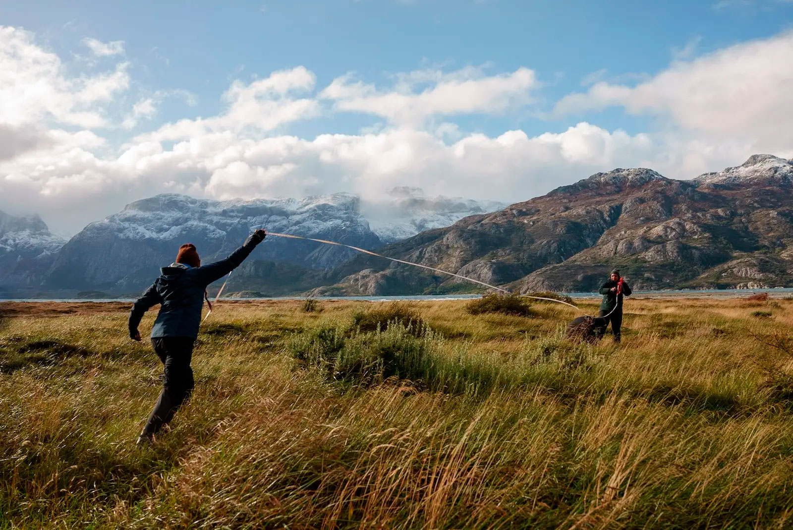 Scientists taking samples in Tierra del Fuego, Chile