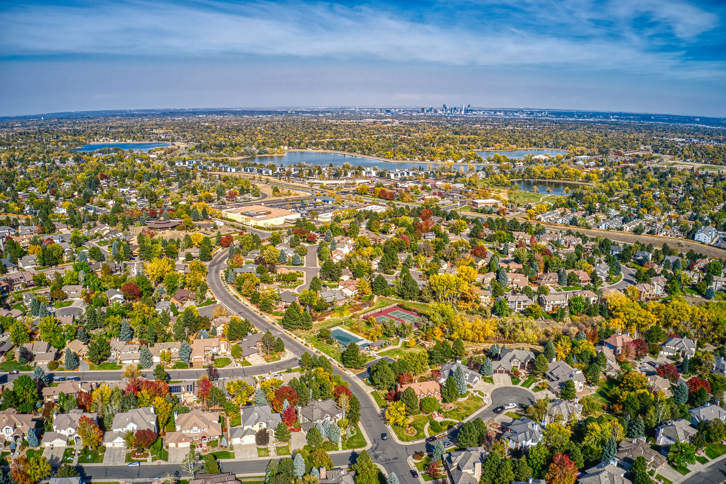 Aerial view of Denver, Colorado, suburb