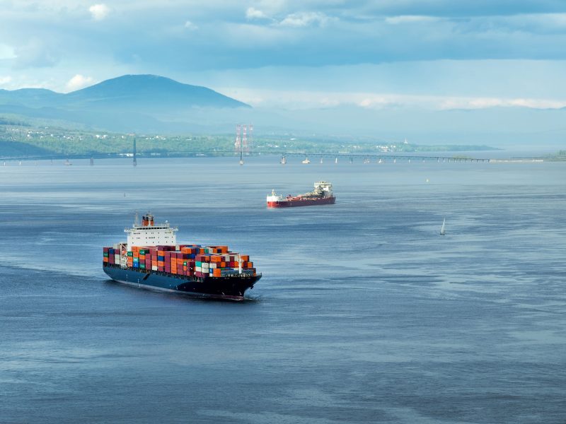 cargo ships on the St. Lawrence seaway