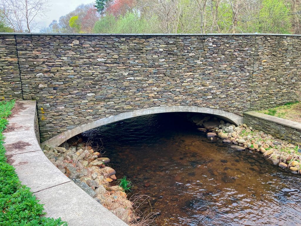 A former dam converted to a bridge in Plymouth, Massachusetts